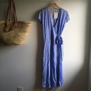 & Other Stories Printed Midi Wrap Dress in Blue Print